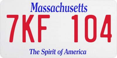 MA license plate 7KF104
