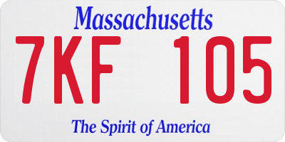 MA license plate 7KF105