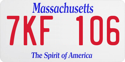 MA license plate 7KF106