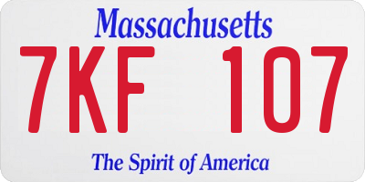 MA license plate 7KF107