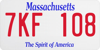 MA license plate 7KF108