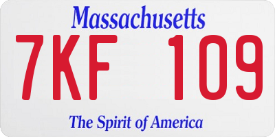 MA license plate 7KF109