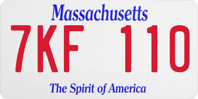 MA license plate 7KF110