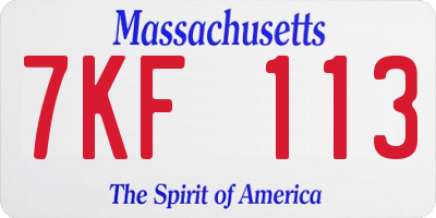 MA license plate 7KF113