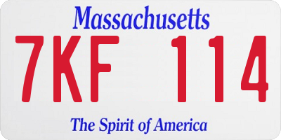 MA license plate 7KF114