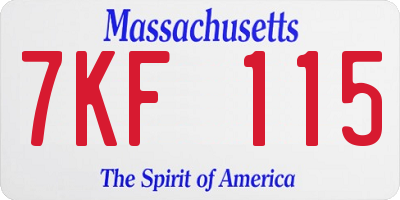 MA license plate 7KF115