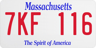 MA license plate 7KF116
