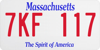 MA license plate 7KF117