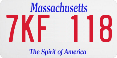 MA license plate 7KF118
