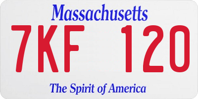 MA license plate 7KF120