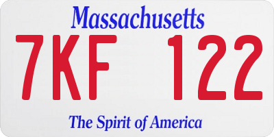 MA license plate 7KF122