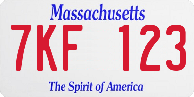 MA license plate 7KF123