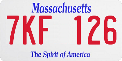 MA license plate 7KF126
