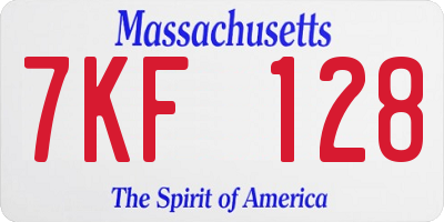 MA license plate 7KF128