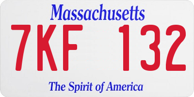 MA license plate 7KF132
