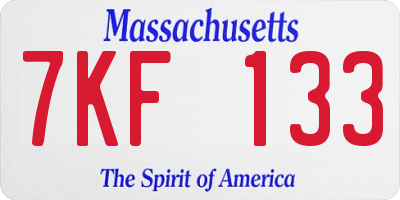 MA license plate 7KF133