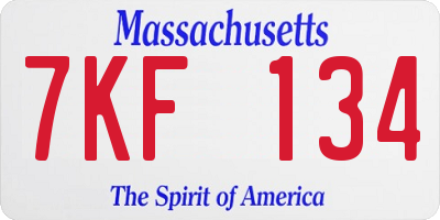 MA license plate 7KF134