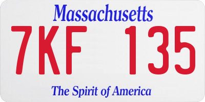 MA license plate 7KF135