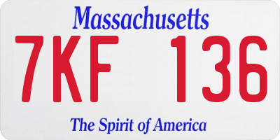 MA license plate 7KF136