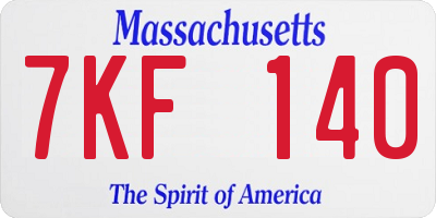 MA license plate 7KF140