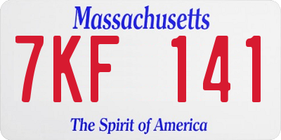 MA license plate 7KF141