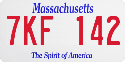 MA license plate 7KF142