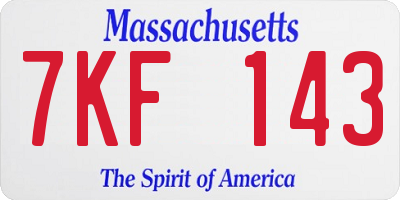 MA license plate 7KF143