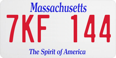 MA license plate 7KF144