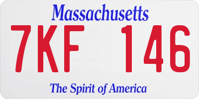 MA license plate 7KF146