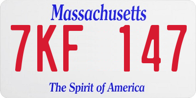 MA license plate 7KF147