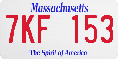 MA license plate 7KF153