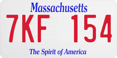 MA license plate 7KF154
