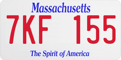 MA license plate 7KF155