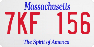 MA license plate 7KF156