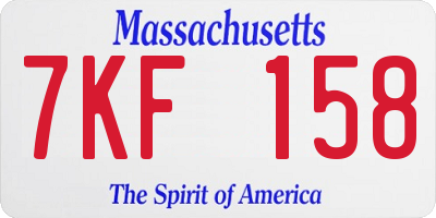 MA license plate 7KF158