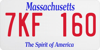 MA license plate 7KF160