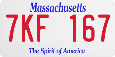 MA license plate 7KF167