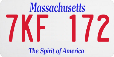 MA license plate 7KF172