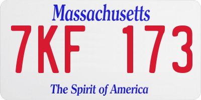 MA license plate 7KF173