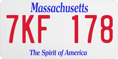 MA license plate 7KF178
