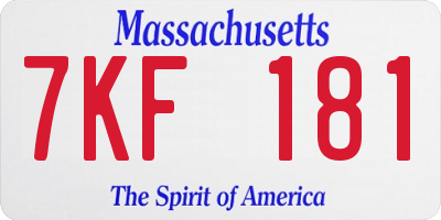 MA license plate 7KF181