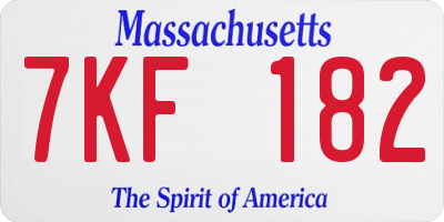 MA license plate 7KF182