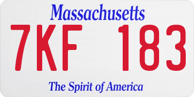 MA license plate 7KF183