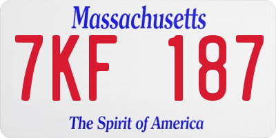 MA license plate 7KF187