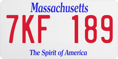 MA license plate 7KF189