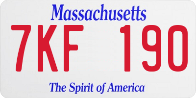 MA license plate 7KF190