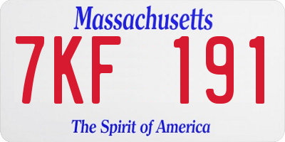 MA license plate 7KF191