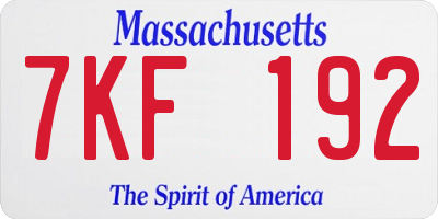 MA license plate 7KF192
