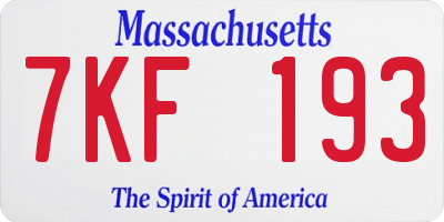 MA license plate 7KF193