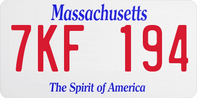 MA license plate 7KF194